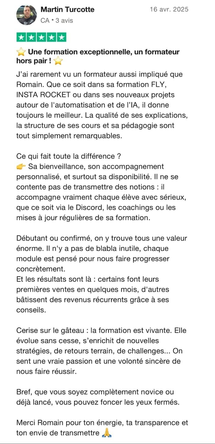 Avis client 1 sur la formation Ecom Automation